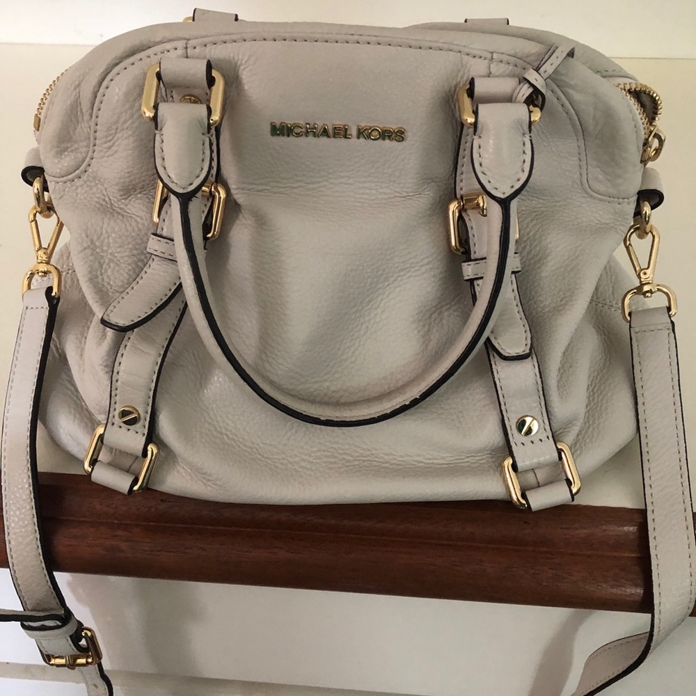 Michael Kors Bedford medium leather satchel white